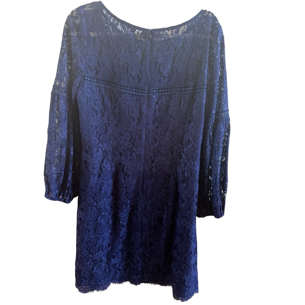 NWT Vince Camuto Navy‎ Blue Lace Shift Dress Size 12 Bell Sleeves Classic Look